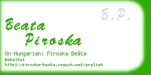 beata piroska business card